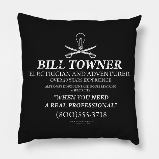 Bill Towner, Electrician and Adventurer Pillow by Fiendonastick