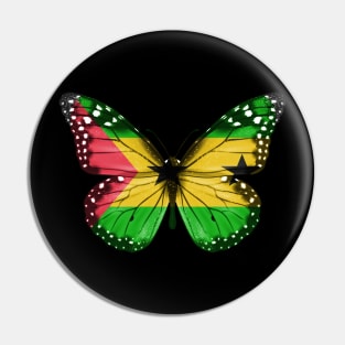 Sao Tomean Flag  Butterfly - Gift for Sao Tomean From Sao Tome And Principe Pin