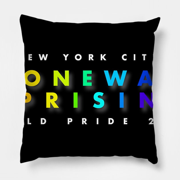 All Black Stonewall Uprising World Pride Tee 2019 Pillow by interbasket