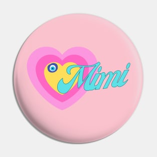 Mimi in Colorful Heart Illustration Pin