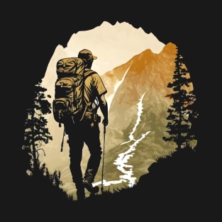 Summer Hiking Mountain Scene T-Shirt