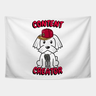 Cute white dog is a content creator Tapestry