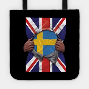 Sweden Flag Great Britain Flag Ripped - Gift for Swede From Sweden Tote