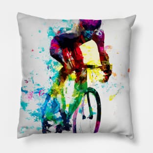 Racing Bike Cyclist Rainbow Pillow