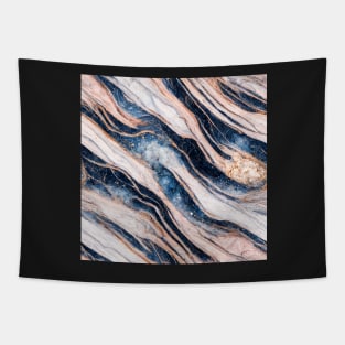 Blue gold marble pattern Tapestry