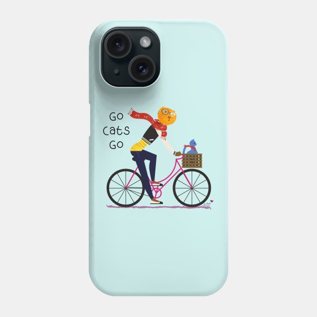 Go Cats Go Phone Case by Phebe Phillips