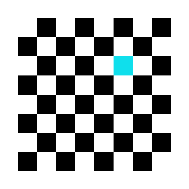 Checkered Black and White with One Cyan Square by AbstractIdeas