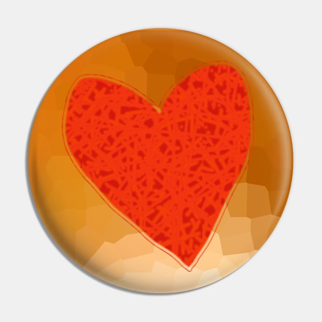 Red Heart on Gold Mosaic Pin by ellenhenryart