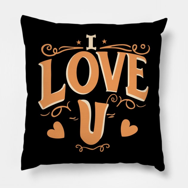 I Love U Vintage Pillow by Double Name