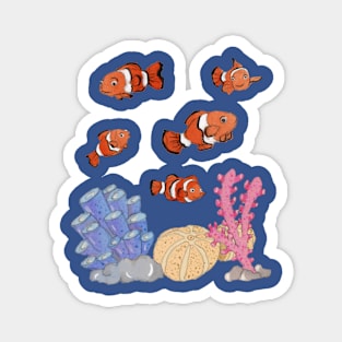 A coral reef with clown fish Magnet