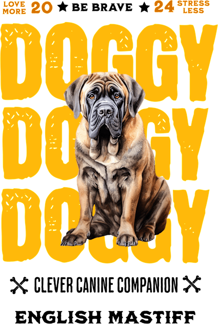 Doggy English Mastiff Kids T-Shirt by DavidBriotArt