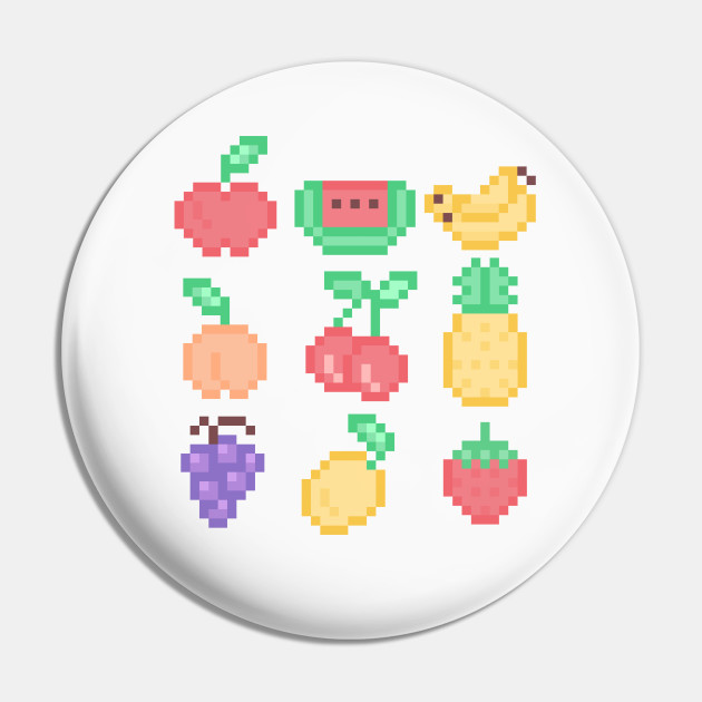 Kawaii Pixel Art Pastel Fruit Design - Fruit - Pin | TeePublic