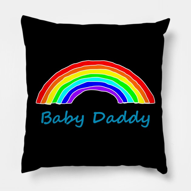 Baby Daddy Rainbow for Fathers Day Pillow by ellenhenryart