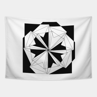 Black White Mandala Geometric flower Tapestry