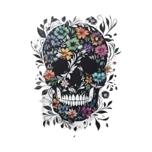 skull flowers halloween T-Shirt