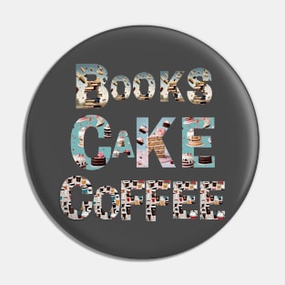 Books Cake Coffee Pin