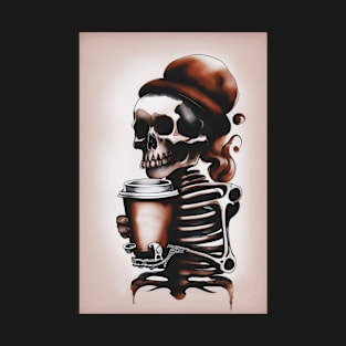Skeleton with a coffee cup #2 T-Shirt