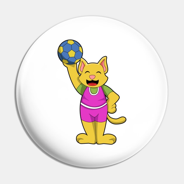 Cat as Handball player with Handball Pin by Markus Schnabel