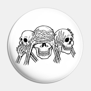 three wise skull head Pin