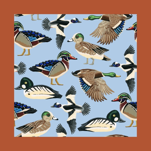 American Duck Species Pattern in Blue by paintedpansy