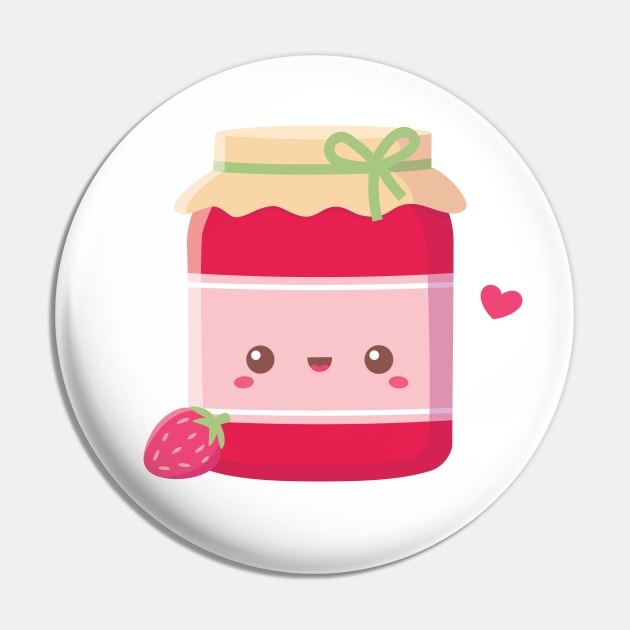 Cute Strawberry Jam Bottle Pin by rustydoodle