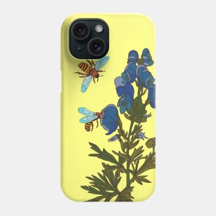 botanical illustration of a plant and a bee Phone Case