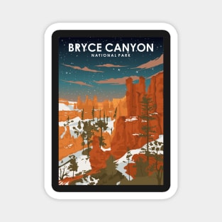 Bryce Canyon National Park at Night Vintage Minimal Travel Poster Magnet