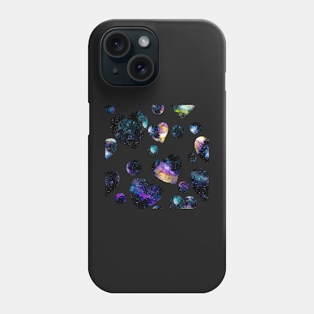 Watercolor Galaxy and Hearts Phone Case by Cordata