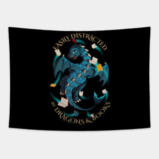 Easily Distracted By Dragons And Books Nerd Dragon Tapestry