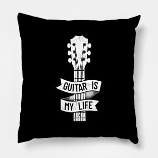 Guitar is My Life Acoustic Guitar Headstock Dark Theme Pillow