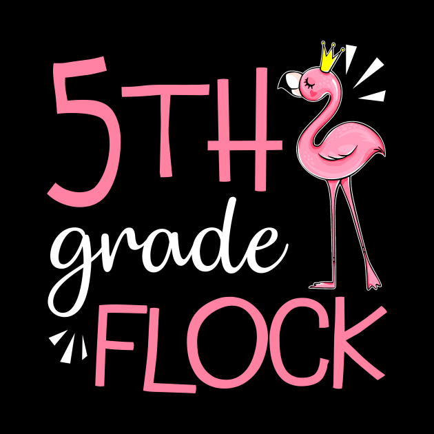 Flamingo Back To School 5th Fifth Grade Flock by Elliottda