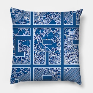 Singapore City Map Typography - Blueprint Pillow