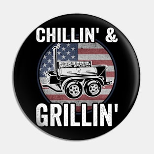 Funny Grilling Dad BBQ Season USA American Flag Pin