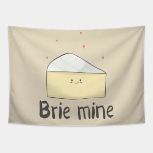 Brie Mine Cute Brie Cheese Love Hearts Design Tapestry