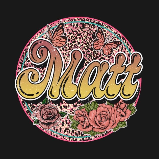 Graphic Proud Matt Name Flower Birthday 70s 80s 90s Vintage Styles by Gorilla Animal