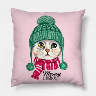 Meowy Christmas Jingle Cat Pillow