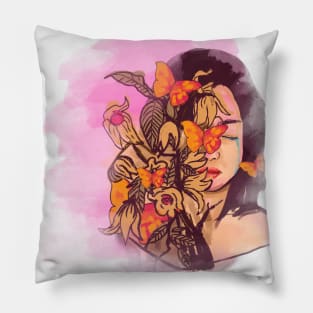 Flower Girl Watercolor Pillow