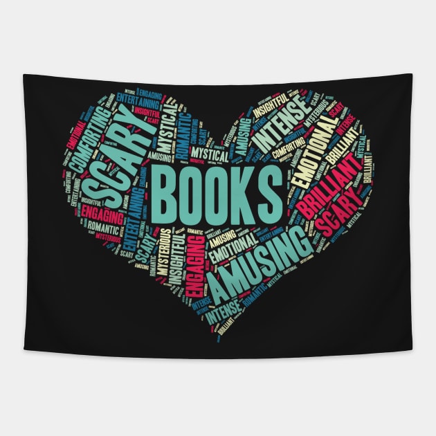 Book Lover Gift Reading Bookworm Heart product Tapestry by theodoros20