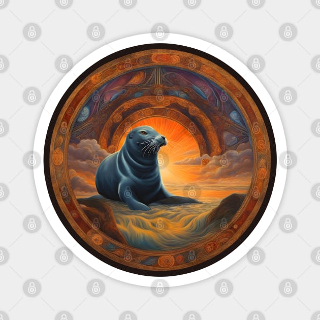 Dreaming Seal Sunset Magnet by 2HivelysArt