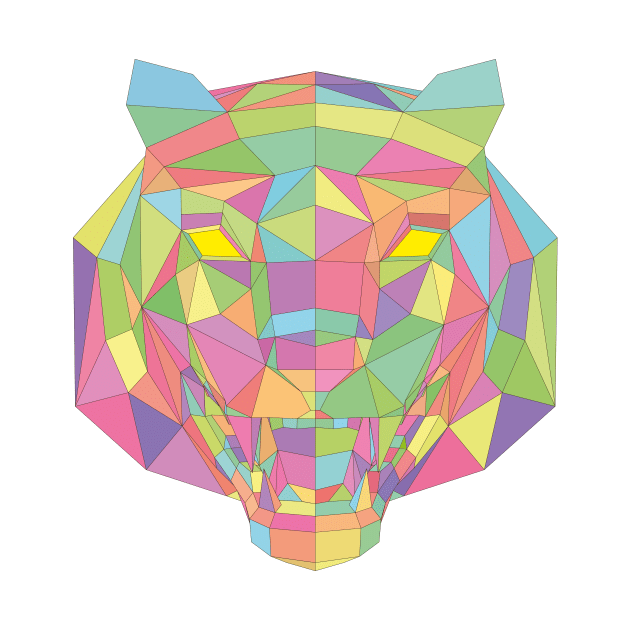 Multicolored Low Poly Tiger Head, mosaic tiger (art2) by 3DVictory