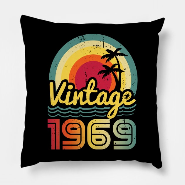 Vintage 1969 Made in 1969 54th birthday 54 years old Gift Pillow by Winter Magical Forest