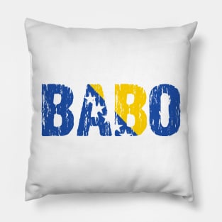 Babo Bosnian Dad Father Bosnia Flag Distressed Pillow