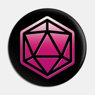 80s Retro D20 Neon Pink Pin