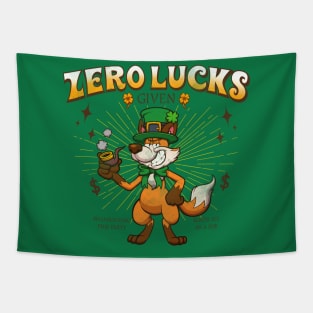 Zero Lucks Given Cartoon St Patrick’s Day Fox Tapestry