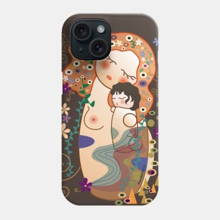 Kokeshis Mother and child of Klimt Phone Case