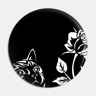 Cat staring at a rose Pin