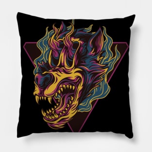 Trippy artistic Wild Wolf Pillow