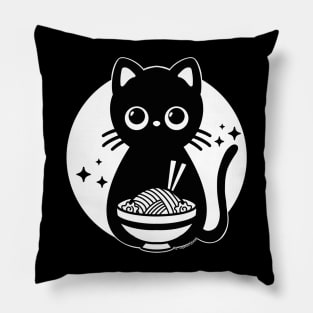 kawaii vintage style japenese ramen cat Pillow