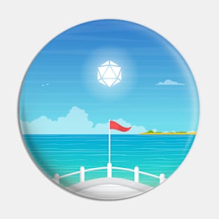 Yacht Cruise Summer Vacation Polyhedral Dice Sun RPG Landscape Pin