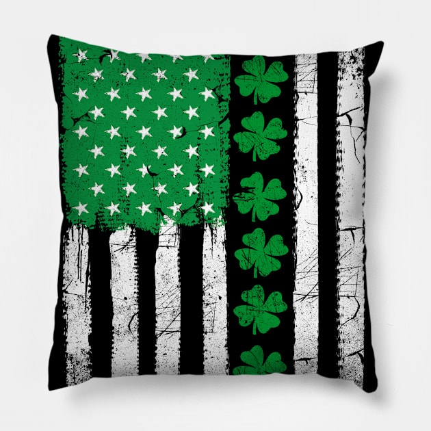 St. Patrick's Day Irish American Flag Pillow by jodesigners